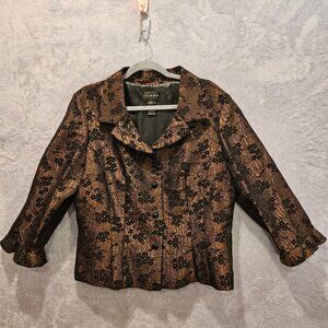 Virgo blazer jacket women 14 floral velvet embossed satin ruffle career formal